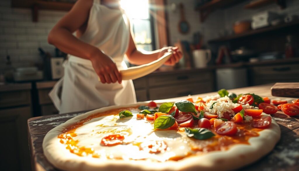 homemade pizza making
